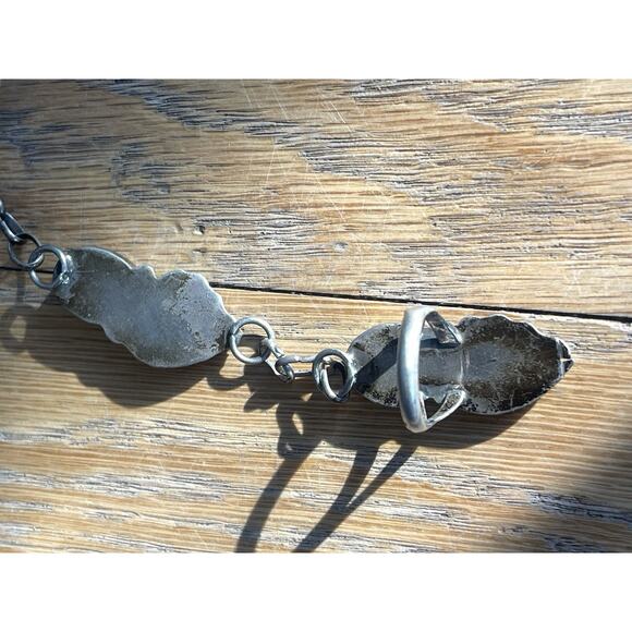 Vintage Sterling Native Mother of Pearl Slave Bracelet Cuff Chain Size 7 Ring - Picture 14 of 16